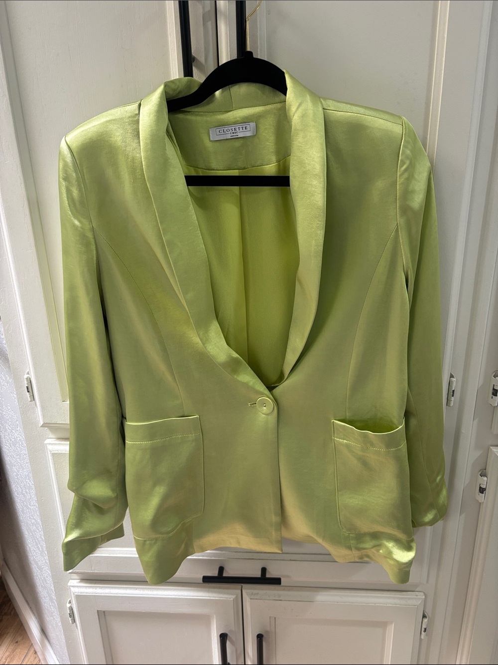 Closet Satin Lime Shawl-Collar Blazer